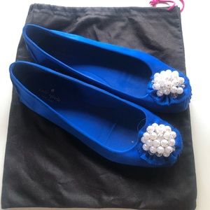 Kate Spade Blue Satin “Fanna” Ballet Flat Size 10